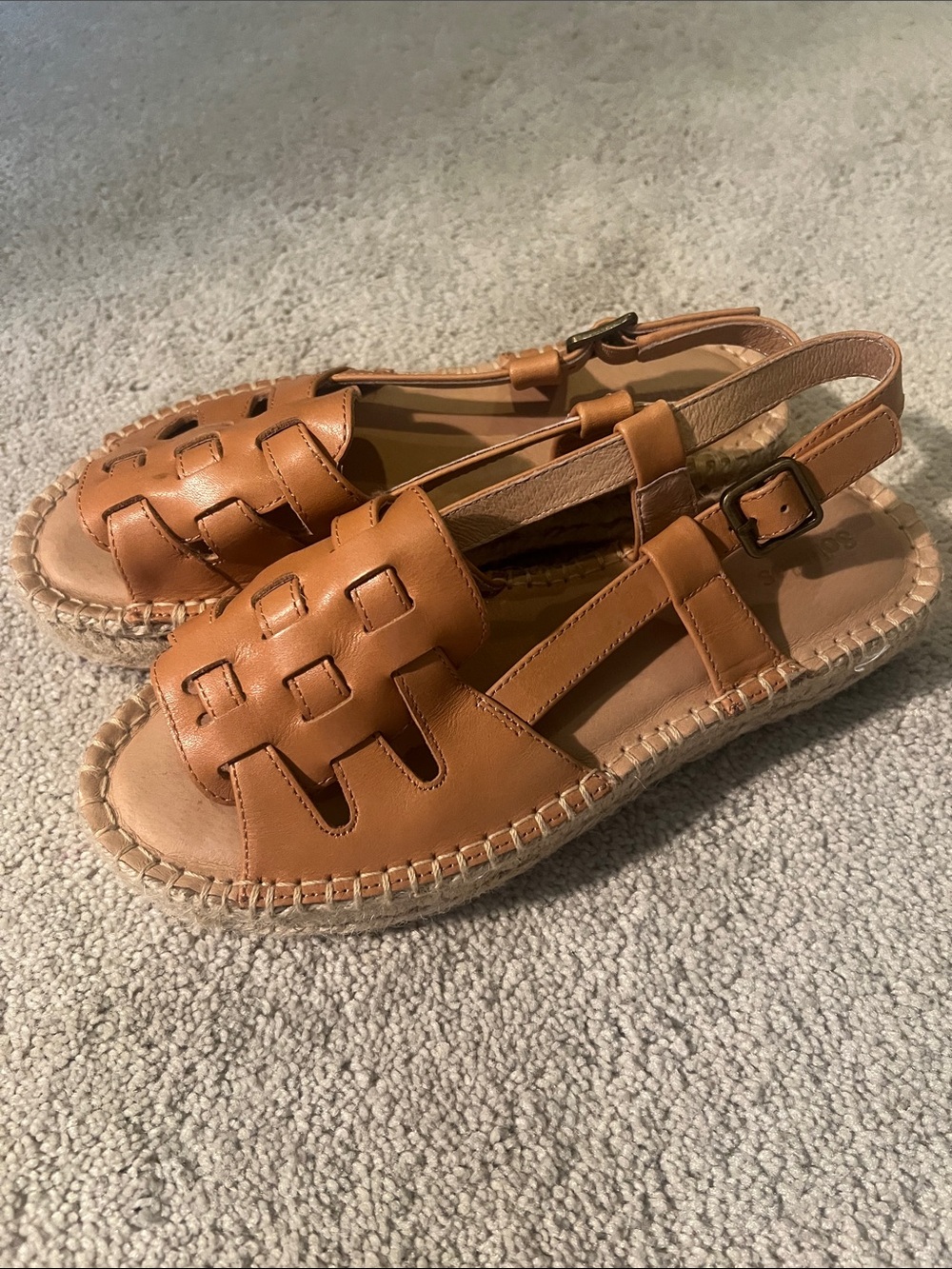 Soludos Sanibel Fisherman Sandals, Leather, Espadrille, Size 7